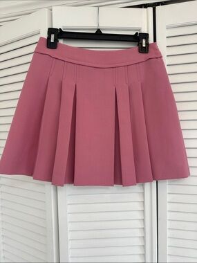 Alberta Ferretti Rose Pink Pleated Skater Skirt